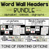 Word Wall Headers with Pictures BUNDLE - Alphabet, Blends 