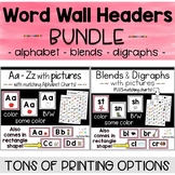 Word Wall Headers with Pictures BUNDLE - Alphabet, Blends 