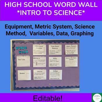 Preview of Word Wall - High School Science (Metric system, Data Analysis, Science Method)