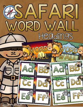Preview of Word Wall Labels Alphabet Letter Cards Jungle Safari Theme
