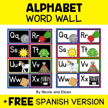 Preview of Bilingual Word Wall Letters + FREE Spanish
