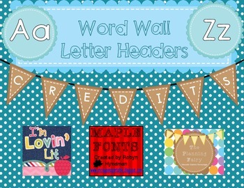 Preview of Word Wall Letter Headers: Blue