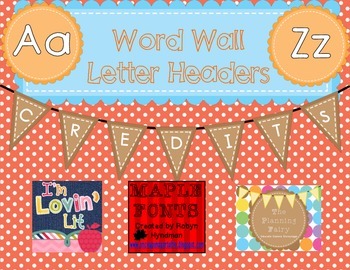 Preview of Word Wall Letter Headers: Orange