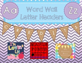Preview of Word Wall Letter Headers: Purple