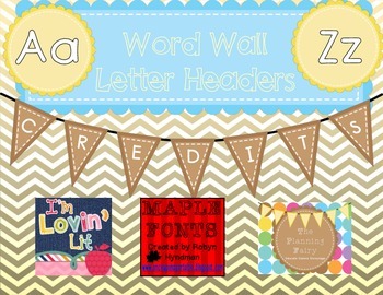 Preview of Word Wall Letter Headers: Yellow