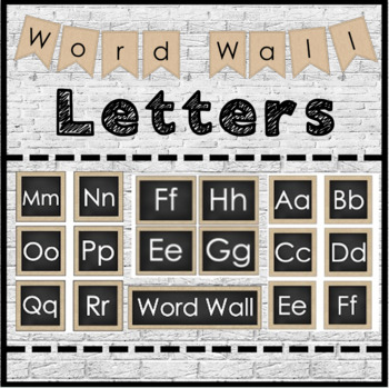 Preview of Word Wall Letter Labels - Burlap Farmhouse Chalkboard Alphabet