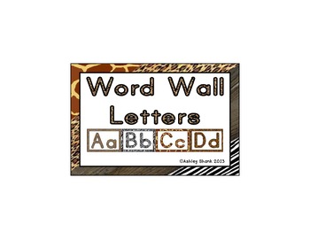 Preview of Word Wall Letters - Jungle/Safari/Zoo/Animal Print Themed