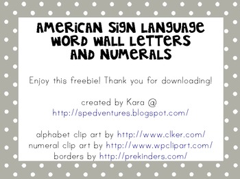 Preview of Word Wall Letters & Numerals - American Sign Language