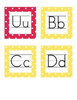 Preview of Word Wall Letters: Red and Yellow Polka Dots