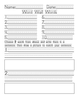 Word Wall Literacy Center Worksheet by Marybeth Davis | TPT