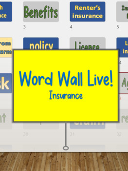 Preview of Word Wall Live! Vocabulary Review Game - Insurance, Life Skills, Finance