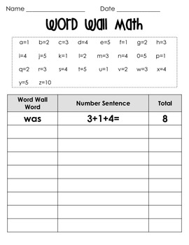 Preview of Word Wall Math