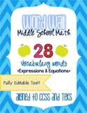 Word Wall - Middle School Math - Expressions and Equations