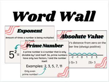 Preview of Word Wall - Middle School Math Terms