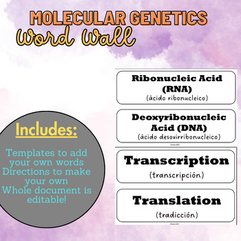 Preview of Word Wall: Molecular Genetics