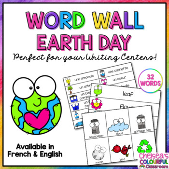 Preview of Word Wall Mur de mots | Earth Day Vocabulary | Jour de la Terre |Mots étiquettes