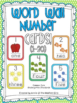 Preview of Word Wall Number Cards 1 to 20