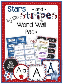 Preview of Word Wall Pack - Stars and Stripes Theme {Red, White, and Blue}
