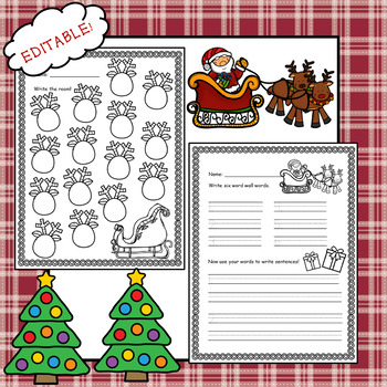 Word Wall Practice - Editable Worksheets (Christmas Theme) by Little Olive