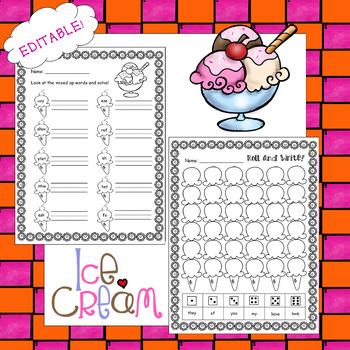 Word Wall Practice - Editable Worksheets (Summer Theme) by Little Olive