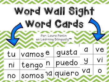 Preview of Word Wall Sight Word Cards in Spanish