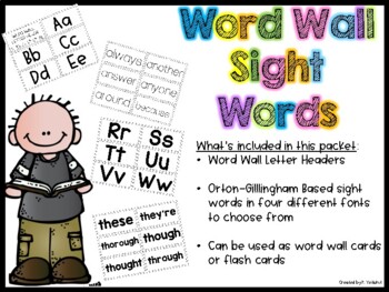 Preview of Word Wall Sight Words