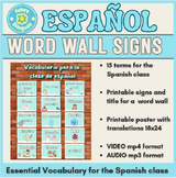 Word Wall Signs- Essential Vocabulary for the Spanish Clas