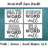 Word Wall Signs | Word Wall Display | Math, Science, Socia