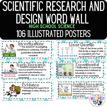 Preview of Word Wall Vocab 107 Posters | Scientific Research/ Design Experimentation | HS