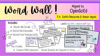 Preview of Word Wall Vocab  - (Aligned to OpenSciEd - 7.6 Earth’s Resources & Human Impact)