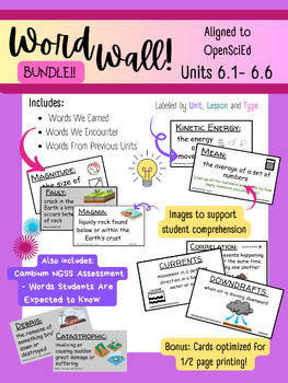 Preview of Word Wall Vocab - BUNDLE! All 6th grade units in OpenSci Ed!