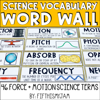 Preview of Force and Motion Science Word Wall | Vocabulary Cards