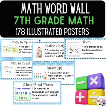 Preview of Word Wall Vocabulary Posters | 7th Grade Math Units | 178 Words!!!