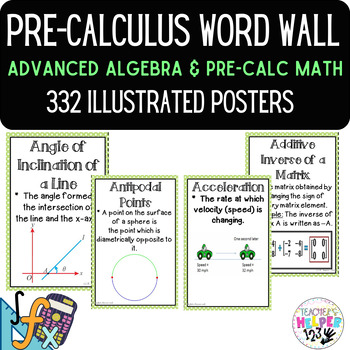 Preview of Word Wall Vocabulary Posters Pre-Calculus/ Adv Alg Units HIGH SCHOOL 332 WORDS!!