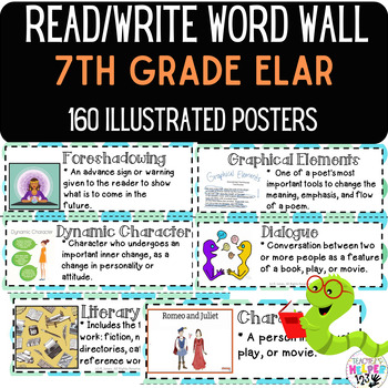 Preview of Word Wall Vocabulary Posters for 7th Grade Reading/ Writing Units | 160 Words!!!