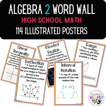 Preview of Word Wall Vocabulary Posters for Algebra 2 Units High School | 114 Words!!!