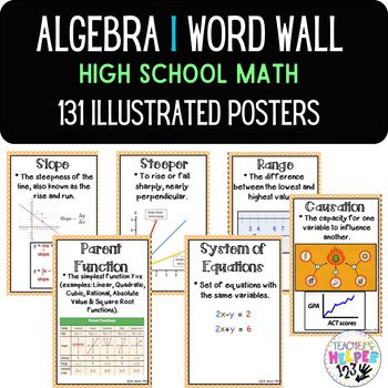 Preview of Word Wall Vocabulary Posters for Algebra I Units High School | 131 Words!!!