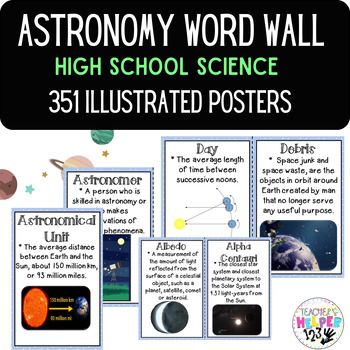Word Wall Vocabulary Posters for All Astronomy Units HIGH SCHOOL 351 ...