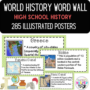 Preview of Word Wall Vocabulary Posters for WORLD HISTORY Units HIGH SCHOOL 285 WORDS!!!