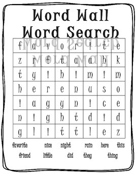 Download Word Search on Word Wall Words 1