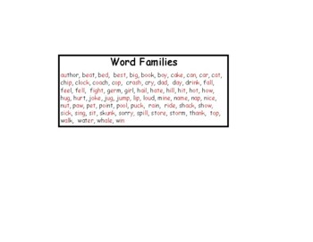 Preview of Word Wall Words Family Words Pack