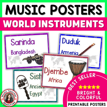 Preview of Music Around the World Musical Instrument Posters for Classroom Decor