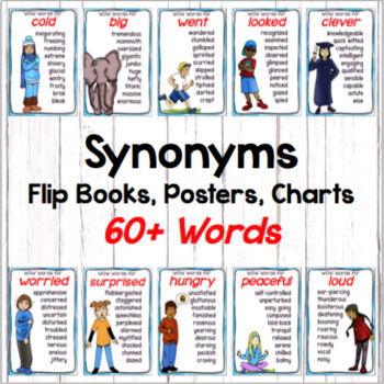 Preview of Synonym Charts, Posters and Flip Books for 60 Synonyms