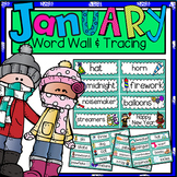 Word Wall and Tracing January and Writing Center Cards