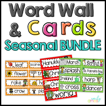Preview of Word Wall and Writing Center Cards Seasonal Bundle