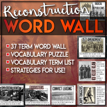 Preview of Word Wall Reconstruction terms Vocabulary Practice and Strategies