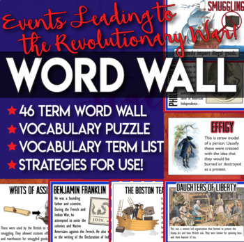 Preview of Word Wall the Events Leading to the Revolutionary War Vocabulary Practices