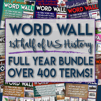 Preview of Word Wall the First Half of U.S. History Exploration through Reconstruction