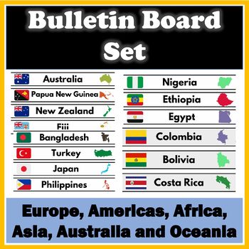 Preview of Word Walls Bulletin Board - Europe, Americas, Africa, Asia, Australia