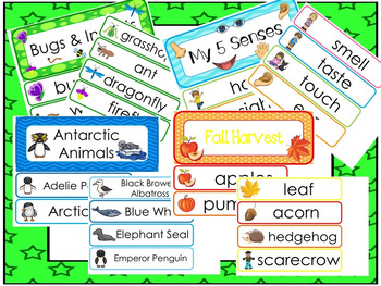 Preview of Word Walls Download. Preschool-Kindergarten. Themed Word Walls in PDF files.